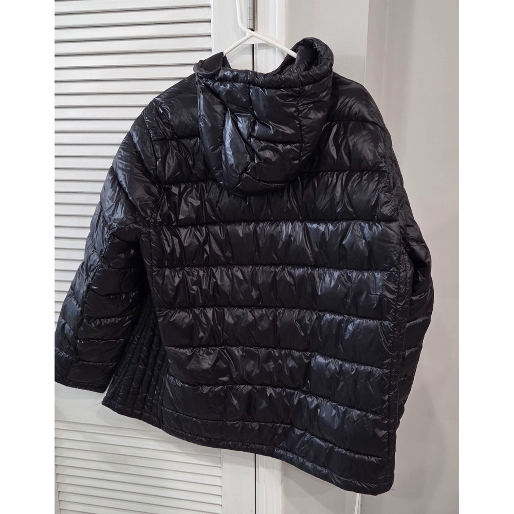 Woman Within Packable Black Puffer Jacket 2XL Plus Hooded Lightweight 29-1533-8 - Picture 2 of 9